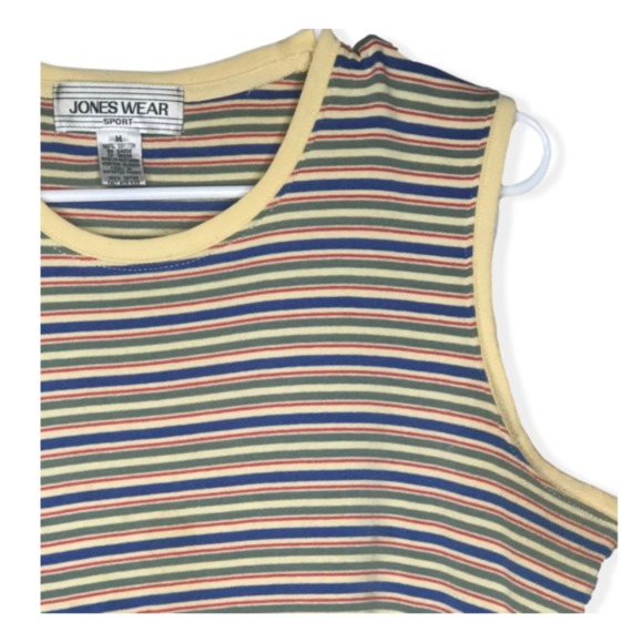 Vintage 90s Cotton Striped Tank Jones Wear Sport M - Picture 3 of 3
